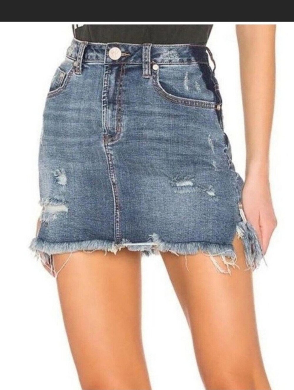ONE by One‎ Teaspoon Revolve Denim Mini Skirt Size 29 Distressed Frayed